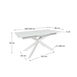 Kave Home Uitschuifbare Ronde Tafel Vashti Glas en MDF 160-210cm