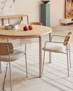 Kave Home Uitschuifbare Ronde Tafel Montuiril Eikenfineer Grijs Ø120 (200)cm