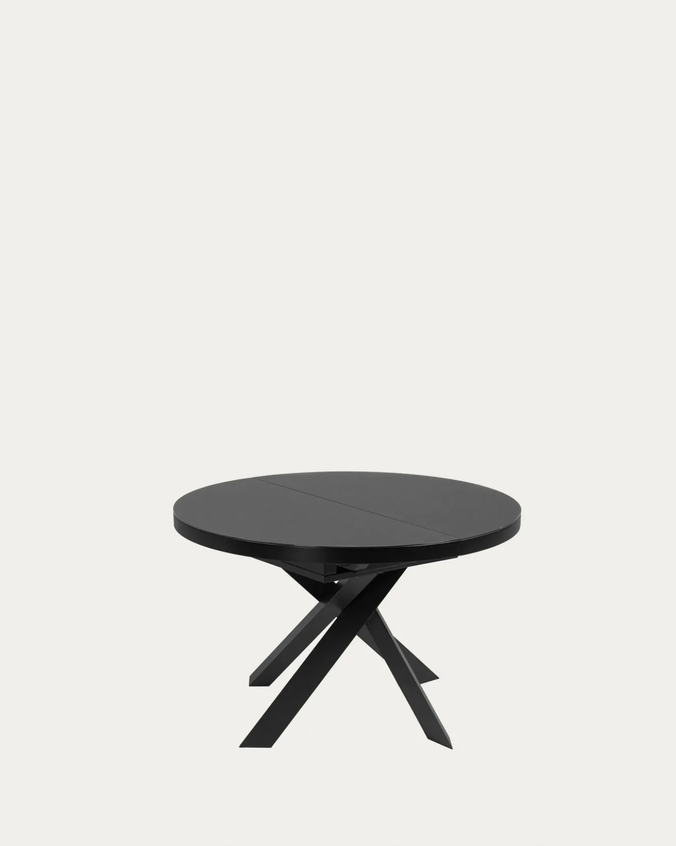 Kave Home Uitschuifbare Ronde Tafel Vashti Zwart Glas Ø120-160cm
