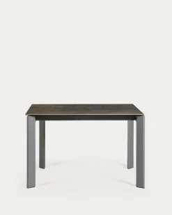 Kave Home Uitschuifbare Tafel Axis Porselein met Antraciet Stalen Poten 120 (180)cm