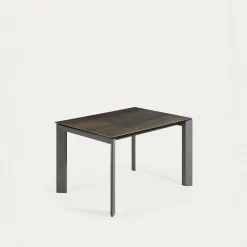 Kave Home Uitschuifbare Tafel Axis Porselein met Antraciet Stalen Poten 120 (180)cm