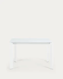Kave Home Uitschuifbare Tafel Axis Wit Glas 120-180cm