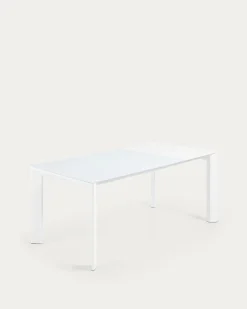 Kave Home Uitschuifbare Tafel Axis Wit Glas 120-180cm