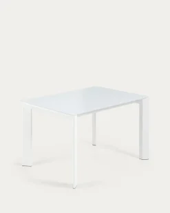 Kave Home Uitschuifbare Tafel Axis Wit Glas 120-180cm