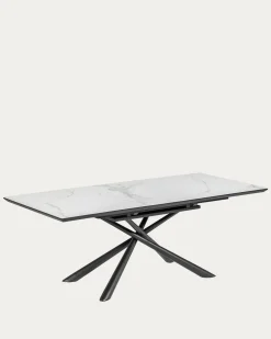Kave Home Uitschuifbare Tafel Theone Wit Porselein 160 (210)x90cm