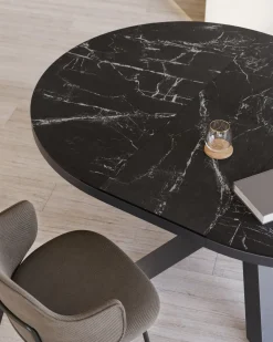 Kave Home Uitschuifbare Tafel Vashti Porselein Ø120 (160)cm