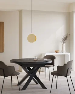 Kave Home Uitschuifbare Tafel Vashti Porselein Ø120 (160)cm
