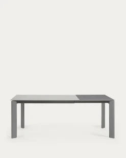 Kave Home Uitschuifbare Tafel Axis Glas Donkergrijs 140-200cm