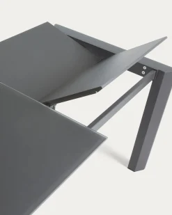 Kave Home Uitschuifbare Tafel Axis Glas Donkergrijs 140-200cm