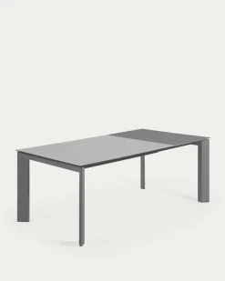 Kave Home Uitschuifbare Tafel Axis Glas Donkergrijs 140-200cm