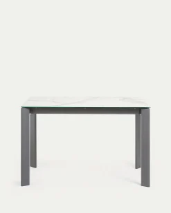 Kave Home Uitschuifbare Tafel Axis Porselein Wit/donkergrijs 120 (180)cm