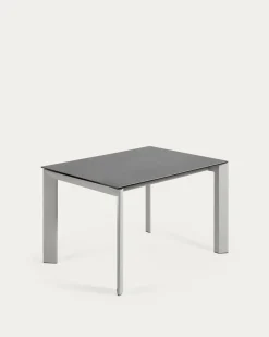 Kave Home Uitschuifbare Tafel Axis Porselein/Vulcano Roca met Grijze Poten 120-180cm