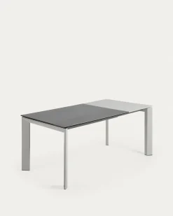 Kave Home Uitschuifbare Tafel Axis Porselein/Vulcano Roca met Grijze Poten 120-180cm