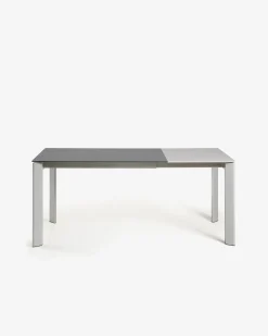 Kave Home Uitschuifbare Tafel Axis Porselein/Vulcano Roca met Grijze Poten 120-180cm