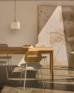 Kave Home Uitschuifbare Tafel Lenon Eikenfineer Naturel 160(200)x90cm