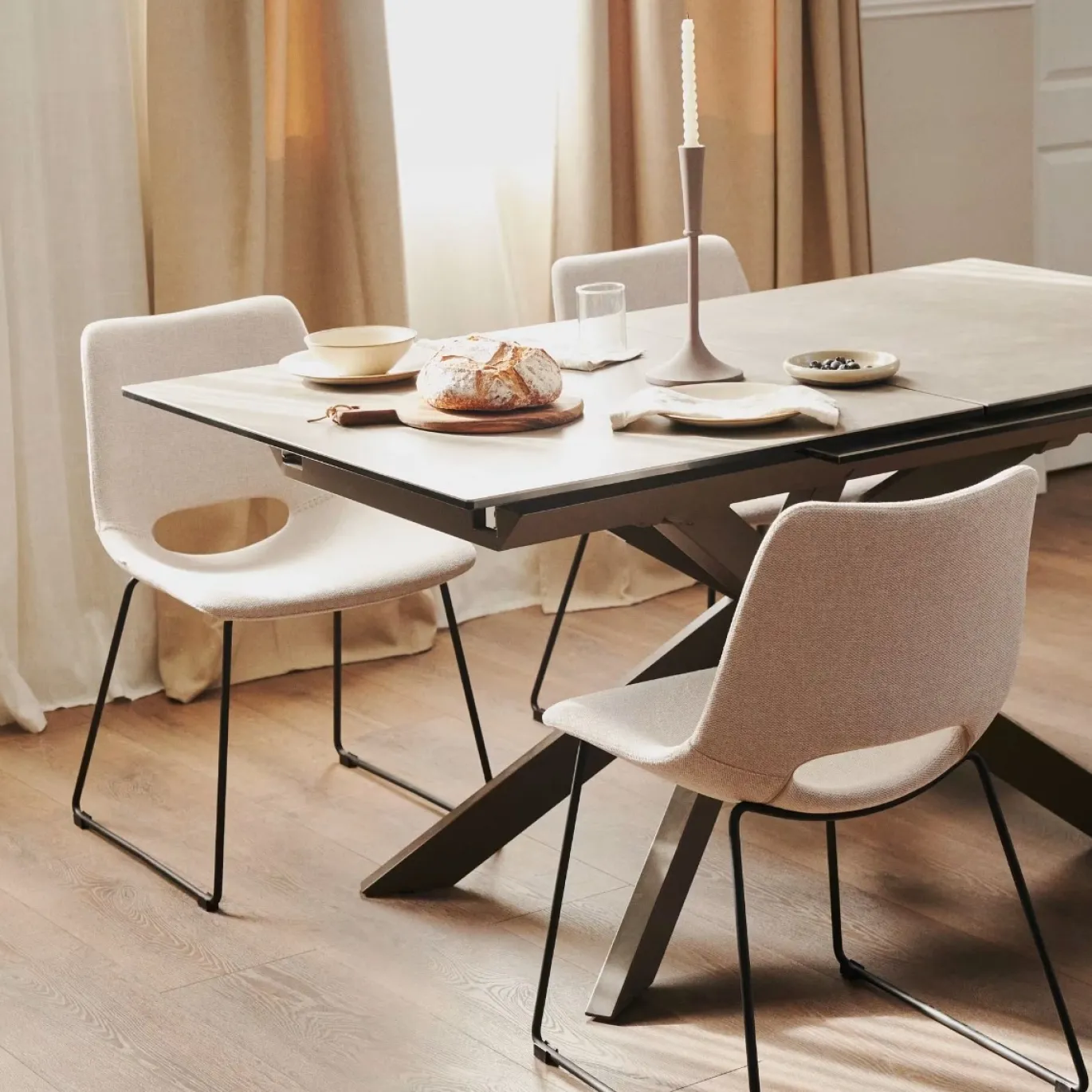 Kave Home Uitschuifbare Tafel Atminda Porselein 160 (210)x90cm