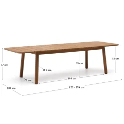 Kave Home Uitschuifbare Tuintafel Turqueta Massief Teakhout 220 (294)x100cm
