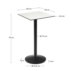 Kave Home Vierkante Bistrotafel Esilda Wit Hoog 60x60x96cm