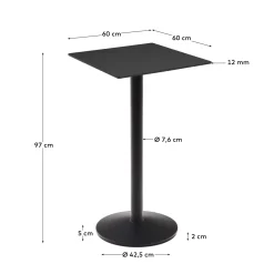 Kave Home Vierkante Bistrotafel Esilda Zwart Hoog 60x60x96cm