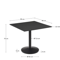 Kave Home Vierkante Bistrotafel Esilda Zwart 90x90x70cm