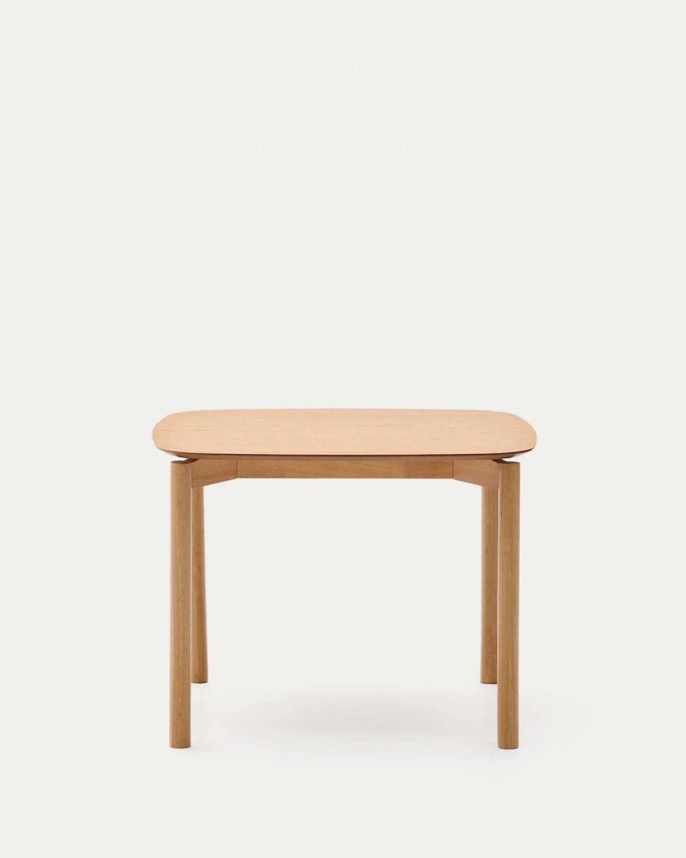 Kave Home Vierkante Tafel Indara Essenhoutfineer en Rubberhout 100x100cm