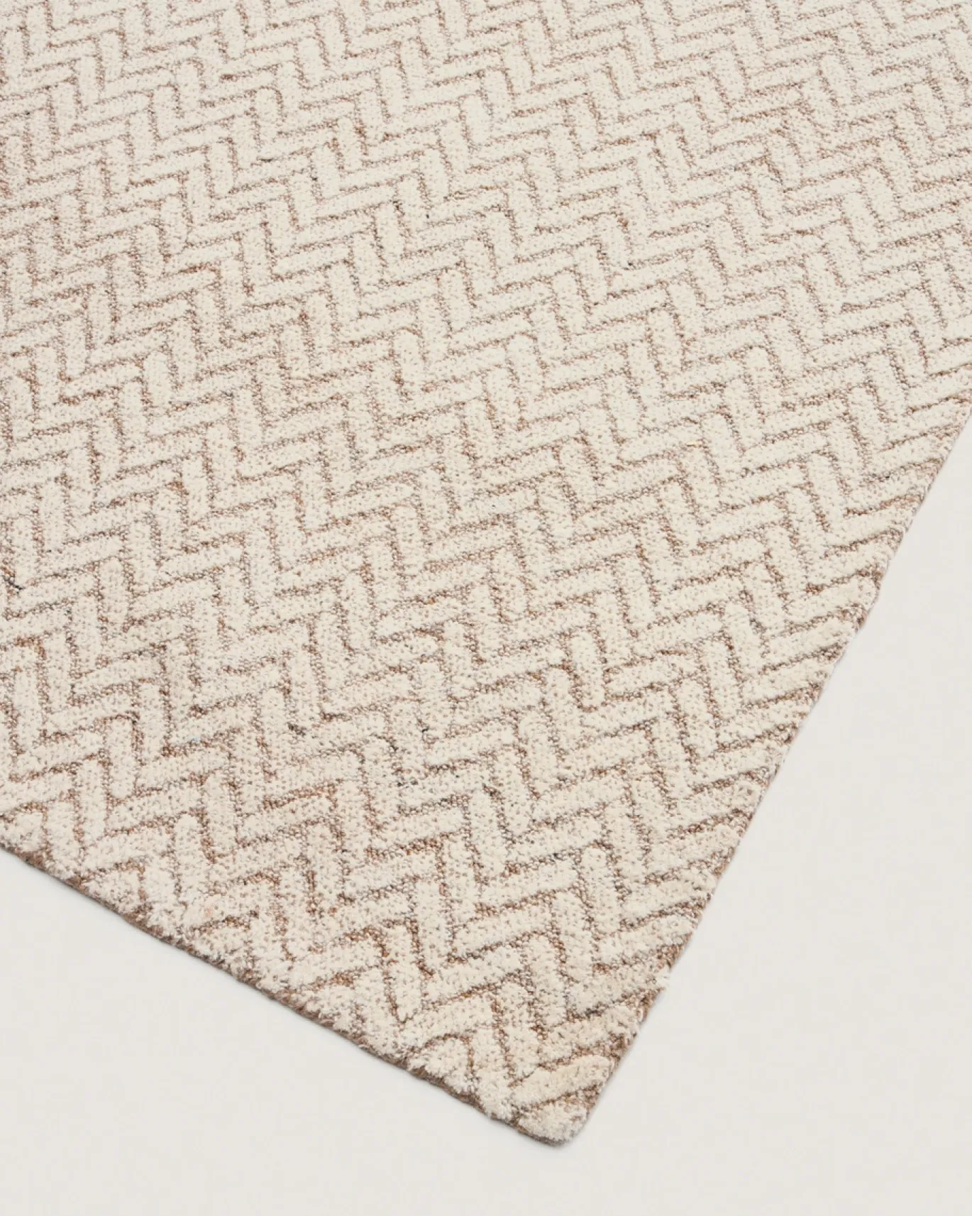 Kave Home Vloerkleed Calira Beige Wol Gevlochten Jacquardmotief 300x200cm