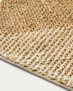 Kave Home Vloerkleed Maelan Geruit Naturel Jute en Katoen 160x230cm