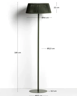 Kave Home Vloerlamp Aldet Outdoor Touw Metaal Groen Ø46cm