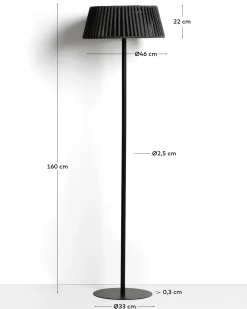 Kave Home Vloerlamp Aldet Outdoor Touw Metaal Zwart Ø46cm