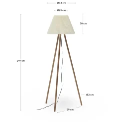 Kave Home Vloerlamp Benicarlo Massief Rubberhout Beige