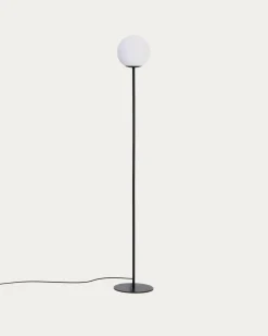 Kave Home Vloerlamp Brisia Metaal Zwart Glas Ø20cm