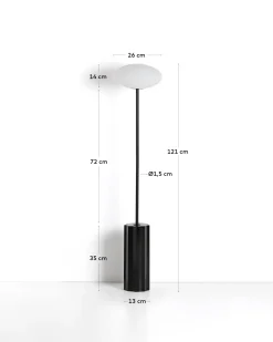 Kave Home Vloerlamp Idela Glas Marmer Zwart