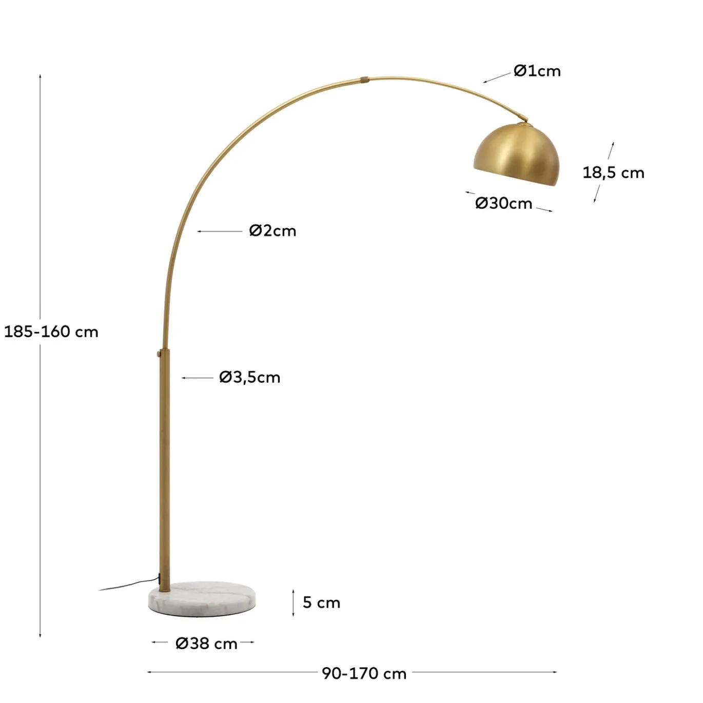 Kave Home Vloerlamp Madali Metaal Messing