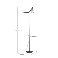 Kave Home Vloerlamp Orey Zwart met Verplaatsbare Spot