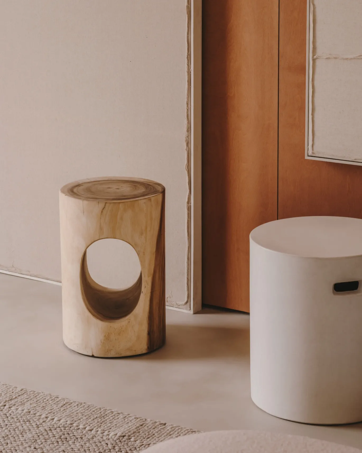 Kave Home Voetsteun Aiguablava Wit Cement Ø37cm