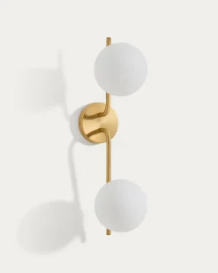 Kave Home Wandlamp Brisia Metaal Messing Glas Ø15cm