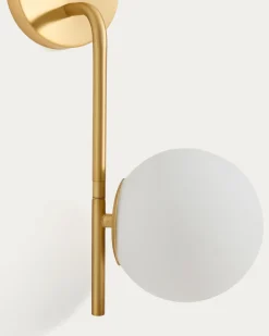 Kave Home Wandlamp Brisia Metaal Messing Glas Ø15cm