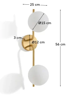 Kave Home Wandlamp Brisia Metaal Messing Glas Ø15cm