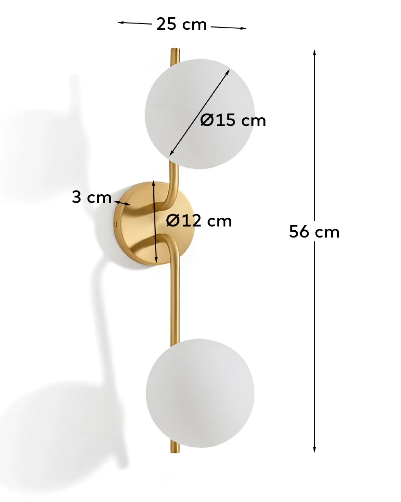 Kave Home Wandlamp Brisia Metaal Messing Glas Ø15cm