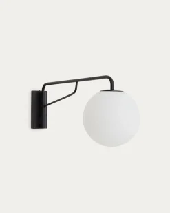 Kave Home Wandlamp Eilo Zwart Staal en Gepolijst Glas