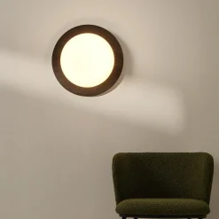 Kave Home Wandlamp Novae Geborsteld RVS Bruin en Gepolijst Glas Ø40cm