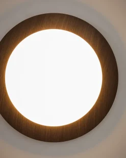 Kave Home Wandlamp Novae Geborsteld RVS Bruin en Gepolijst Glas Ø40cm