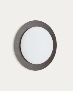 Kave Home Wandlamp Novae Geborsteld RVS Bruin en Gepolijst Glas Ø40cm