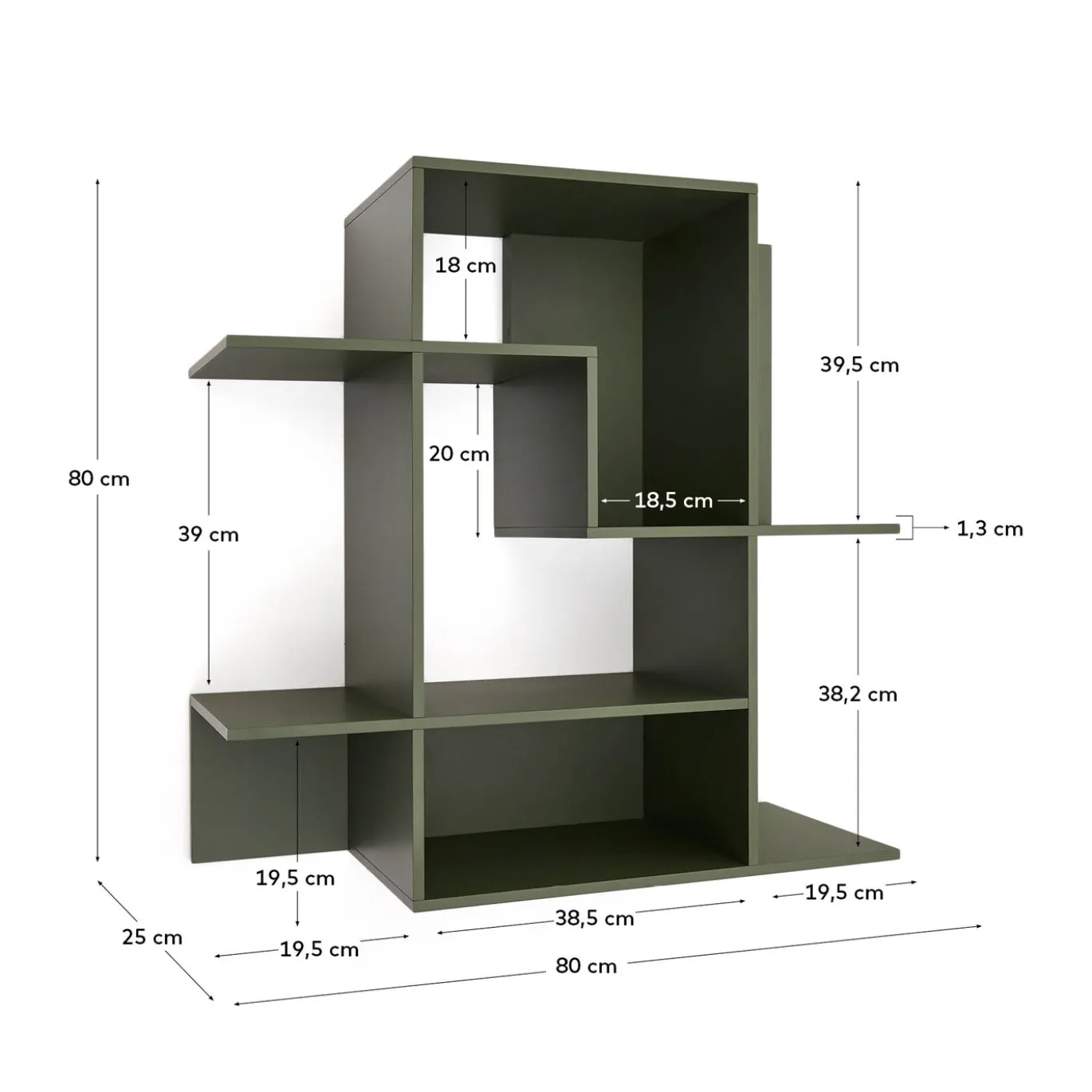 Kave Home Wandrek Ina Modulair Eiken Groen 80cm