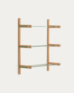Kave Home Wandrek Sitra Modulair 3-glazen Planken Eikenhout 90cm