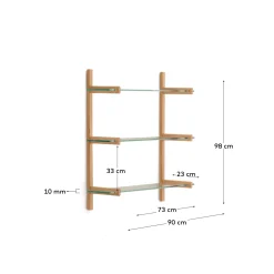 Kave Home Wandrek Sitra Modulair 3-glazen Planken Eikenhout 90cm