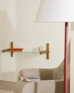 Kave Home Wandrek Sitra Modulair 1-glazen Plank Eikenhout 90cm