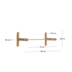 Kave Home Wandrek Sitra Modulair 1-glazen Plank Eikenhout 90cm