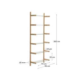 Kave Home Wandrek Sitra Modulair 6-glazen Planken Eikenhout 90cm