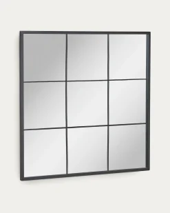 Kave Home Wandspiegel Ulrica Zwart Metaal 80x80cm